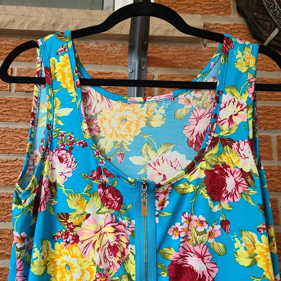 XXL Bodycon Floral Dress Zipper Stretch - Picture 4 of 4